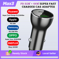PD 25W + 66W Super Fast Charging Car Charger Adapter For Xiaomi / Samsung / Huawei / iPhone / Oppo /