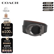COACH男士针扣大C暗扣皮带腰带 黑色