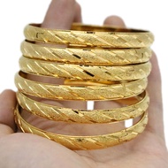 8mm Vietnamese Sand Gold Matt Slanted Bangle Bracelet 8mm