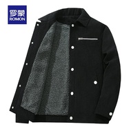 ROMON | Áo khoác nhung lông cừu mùa thu đông cho nam LOMON Áo khoác ngoài ấm áp thời trang thường ng