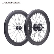 SILVEROCK Carbon Wheels 16" 1 3/8" 349 Rim Brake 6 Speed Inner 3 x 2 External SRF3 Hub for Aline Cline Brom Pton 3sixty TRIFOLD Folding Bike Wheelset