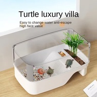 J7HAPPY TIME-Transparency Turtle Tank House with Areas to Breed Feed Swim Bask Enclosure Water Cage