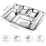 Konco 304 Stainless Steel Dish Plate  Food Container with Lid Divided Rectangle Lunchbox Food Server