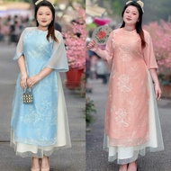 BIGSIZE 4-Layer Ao Dai Set + A-Line Mesh Skirt, light and easy to wear, good concealer - UB XINH STO