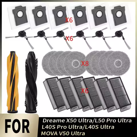 Main Side Brush Filter Mop Cloth Dust Bag Spare Kit For Dreame X50 Ultra/L50 Pro Ultra/L40S Pro Ultr