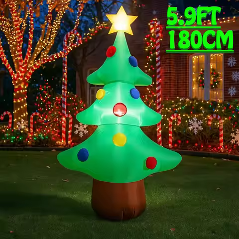 5.9FT LED Christmas Tree Inflatable Christmas Decorations Ornaments Lights Outdoor Decoration Yard H