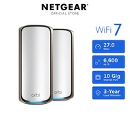 NETGEAR Orbi 970 (RBE972S) WiFi 7 Mesh System: 2-Pack, Quad-Band, Up to 6,600 sq ft, 10 Gig Internet