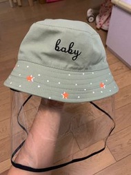 粉綠色全新兒童/BB防飛沫帽(面罩拉鏈自由拆卸)