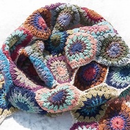 手工鉤織絲巾/鉤織圍巾/手工花朵編織圍巾/純棉編織-白色森林花朵