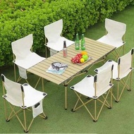 全城熱賣 - 超輕蛋卷桌套裝 鋁合金摺疊枱櫈 一秒速開 露營裝備 防傾倒設計 野餐擺檔枱 防霉牛津布