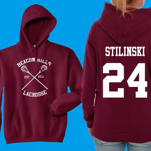 Teen Wolf Hoodie Beacon Hills Lacrosse Hoodie Stilinski 24 Retro Teen Wolf Hooded Sweatshirt Lahey M