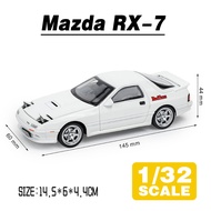 LEO 1:32 Mazda RX-7 ยานพาหนะดายแคสโมเดลรถยนต์ลูกเต๋าของเล่นโลหะสำหรับเด็กผู้ชายเอฟเฟกต์แสงเสียงจำลอง