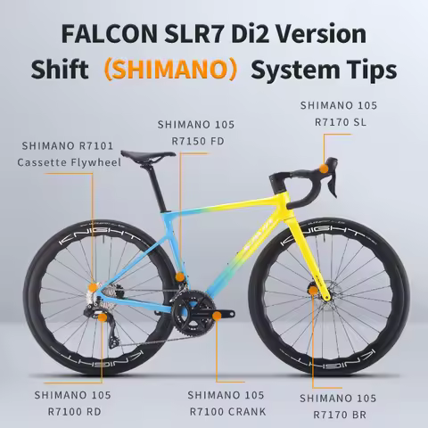 SAVA FALCON SLR7 W45 Carbon Fiber Road Bike, One-Piece Handlebar Hydraulic Disc Brake with Shimano 1