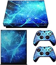 eXtremeRate Full Set Faceplates Skin Stickers for Xbox One X Console Controller with 2 Pcs Home Button Decals - Blue Galaxy
