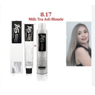 8/17 Milk Tea Ash Blonde Coloring and Oxidizing Cream Set ASHLEY Shine Professional Hair Color