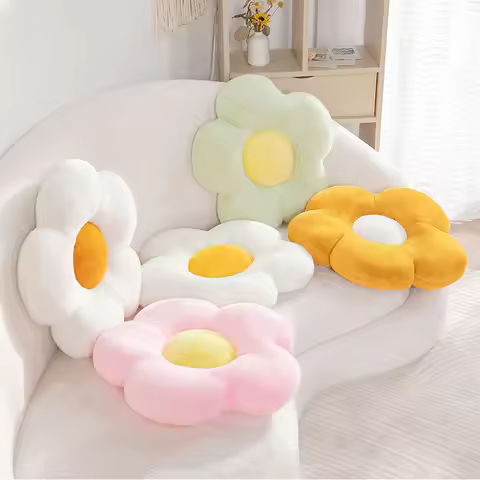 LMETJMA Cute Flower Pillow Plush Flower Shape Throw Pillow Seating Cushion Floor Cushion Bedroom Liv