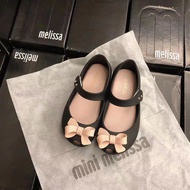 melissaˉBlack Red Dark Blue High Quality Original Bow Fragrant Soft Bottom Jelly Children's Sandals Princess Gel Shoes