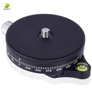 Camera Pan Base With  Style Plate, 0.95Cm Screw Aluminum Panoramic Ball Tripod Head With Bubble Leve