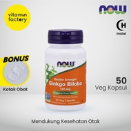 Now Foods Ginkgo Biloba - 50 Capsules - Vitamin Otak