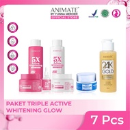 Paket Triple Active Whitening Glow (Animate 5x Active Whitening Series 5in1 + Diamond Glow + Essence