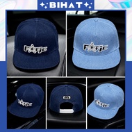 Button-lock baseball snapback hat for men and women, personalized hiphop style reverse denim hat FA.
