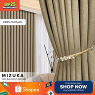KKBS CURTAIN Mizuka 100% Blackout Curtain Ready Made Hook & Eyelet - Standard Width
