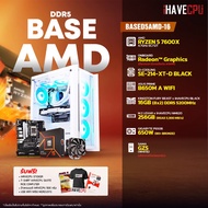 iHAVECPU คอมประกอบ BASED5AMD-16 AMD RYZEN 5 7600X 4.7GHz 6C/12T / ONBOARD Radeon™ Graphics (อัพเกรดการ์ดจอติดต่อ ADMIN) / ASUS PRIME B650M A WIFI / KINGSTON FURY BEAST x iHAVECPU 16GB (8x2) DDR5 5200MHz BLACK / SAMA GZS WHITE (ATX)