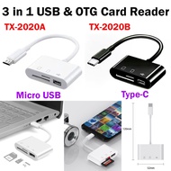 Card Reader OTG Adapter 3 in 1 Multi Function OTG Card Reader Type C Micro USB TF Card SD Card TX-20