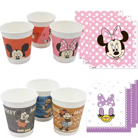 Disney Minnie Mickey Mouse Donald Duck Party Supplies Tableware Paper Cup Napkin Girl Baby Birthday 