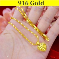 Gold 916 Necklace for Women- Wedding Jewelry with Pendant Necklace Choker Heart Shaped Ethnic-Style 