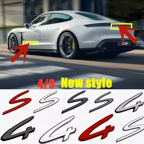 3D New Energy Letters 4 S ABS Letter Rear Tail trunk Decals Emblem Badge Sticker For 911 992 991 996