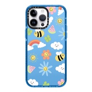 《KIKI》Original glitter CASE.TIFY Cloud Bee Phone Case for iphone 14 14pro 14promax 12 12ProMax 13promax 13 case High-end shockproof hard case iPhone 11 case Cartoon Graffiti Official New Design Style Yellow Blue