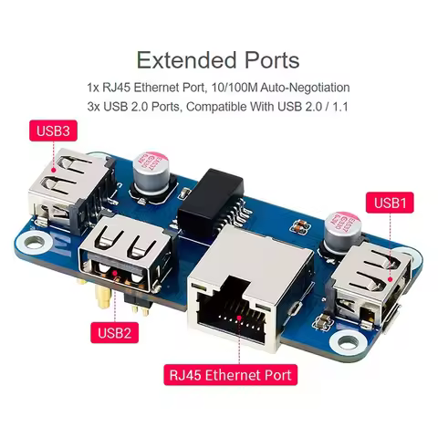 Superb Ethernet/USB HUB HAT(B) For Raspberry Pi 4B/3B+/3A+/2B/Zero/Zero With Zero WH,With 1X RJ45 Et