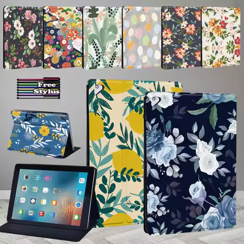 2022 Air 5 Case for Apple IPad Air 1 2 9.7"/Air 3 10.5"/Air 4 10.9" Flower Print Anti-fall Stand Lea