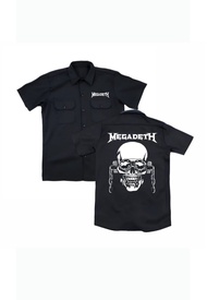 kemeja PDH pendek MEGADETH workshit hitam baju pria dewasa Hem distro psycho