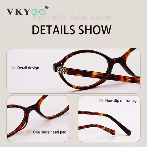VICKY Acetate Simple Classic Small Frame Oval Design Eyeglasses Blue Light Reading Glasses Customiza