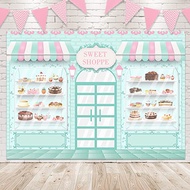 Newsely Ice Cream Candyland Sweet Shoppe Backdrop 7Wx5H Photography Donut Kitchen Cartoon Colorful D