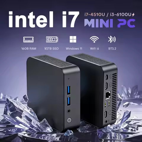 Portable Mini PC Intel i7 4510U i3 6100U Windows 11 PC Gamer Computer 16GB RAM 1TB SSD Wifi6 BT5.2 O