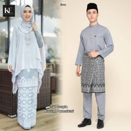 Sedondon Baju Kurung & Baju Melayu Queen Kain Corak Batik Printed Dengan Chiffon Cape Grey