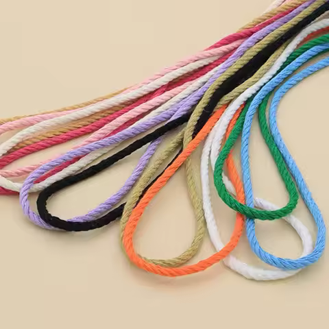 3mm 100% Cotton Cord Colorful Twisted Rope Thread Boho Deco DIY Handmade Craft Home Textile Wedding