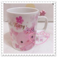 ♥小花花日本精品♥Hello Kitty 陶瓷杯馬克杯咖啡杯飲料杯水杯茶杯櫻花立體櫻花握把粉色 11285106