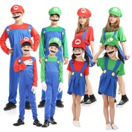Cosplay Adults Kids Super Mario Bros Cosplay Costume Halloween Party Fantasia Mario Uniform MARIO &amp;