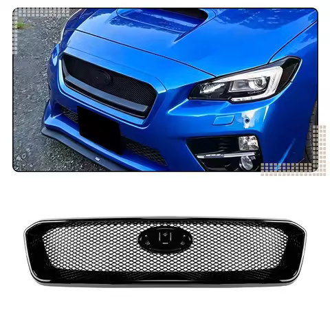 For 2014-2016 Subaru WRX STI VA Gloss Black Front Grille Racing Grill Upper Bumper Hood Mesh Grid Bo