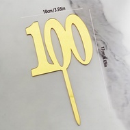 （YUNJ)18 30 40 50 60 70 80 100th Happy Birthday Cake Decorations Acrylic Cupcake Topper For Girls Bo