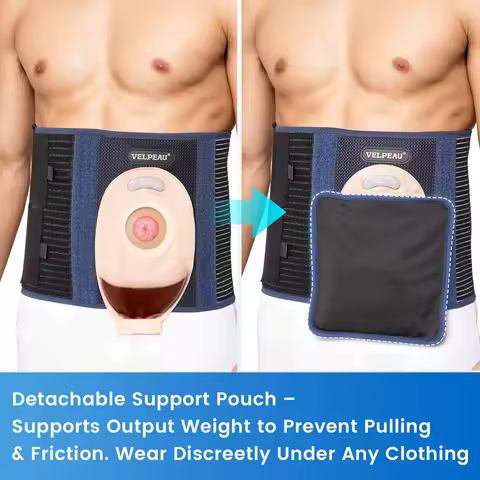 VELPEAU Ostomy Stoma Support Belt, Ostomy Abdominal Belt for Colostomy Bags, Unisex Ostomy Hernia Su