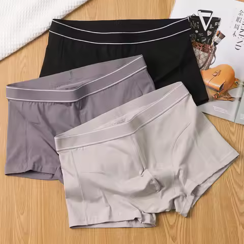 EXILIENS Brand Solid 3pcs Cotton Boxer Men Underwear Hot Mens Boxers Cuecas Masculinas BoxerShorts M