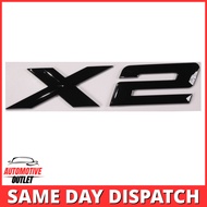 X2 LETTERING REAR BOOT LID TRUNK BADGE EMBLEM FOR BMW XDRIVE SERIES, GLOSS BLACK