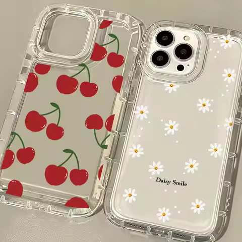 Small Flower Daisy Red Cherry Case for OPPO A78 A98 A57 A77 A60 A38 A18 A52 A92 A96 Reno 8 Pro 7 5G 