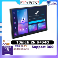 STAPON 13.3inch 6+64G Android15 1920x1200p 2k screen carplay android auto OCTA CORE support 360camer