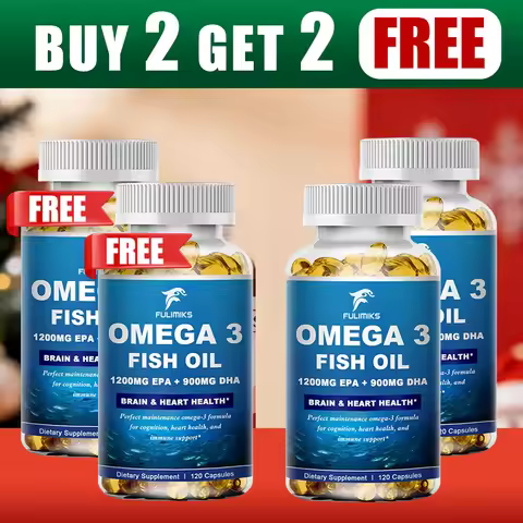 Buy 2 Get 2 Free! High Potency Omega 3 Fish Oil 3600mg Capsules, 2160mg Omega-3 for Heart, Brain & J